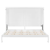 Polibi Queen Size Murphy Bed Wall Bed Cabinet with LED Lights, Space Saving Folding Bed for Home Office and Guest Room, Easy Pull-Down Mechanism, White Polibi