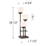 Franklin Iron Works Modern Console Table Lamp 29 1/2" Tall with USB Ports A+C Charging Bronze Metal White Glass Square Shade for Bedroom Living Room House Bedside Nightstand Home Office Entryway Franklin Iron Works