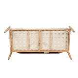 Christopher Knight Home Katarina Patio Acacia Wood Loveseat Furniture, Outdoor Loveseat Sofa with Comfy Fabric Cushions, 2-Seater Sofa with Handwoven Rope Backrest for Garden, Light Brown+Beige Christopher Knight Home