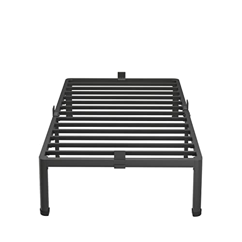 MAF 18 Inch Twin XL Bed Frames with Round Corner Legs Mattress Slide Stopper No Box Spring Needed Heavy Duty Metal Platform Bed Frame Under-Bed Storage Space, 3000 LBS Steel Slats Support MAF