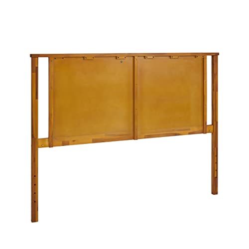 Bme Vivian Rustic Scandinavian Queen Headboard in Solid Acacia Wood, Golden Brown Finish Bme