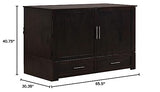 Emurphybed Daily Delight Murphy Cabinet Chest Bed with Charging Station & 6" Memory Foam Mattress, Queen (Java) Emurphybed