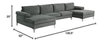 Casa AndreaMilano Modern Large Velvet Fabric U-Shape Sectional Sofa, Double Extra Wide Chaise Lounge Couch Casa Andrea Milano