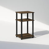 Furinno Just 3-Tier Turn-N-Tube Open Storage Nightstand, 1-Pack, Plastic Poles, Columbia Walnut/Black Furinno