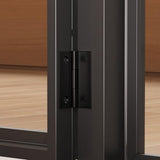 JOIKUJIA Display Cabinet with Glass Doors & LED Lights, Storage Cabinet with 4 Tier Glass Shelves & Metal Frame, Black, 31.5”W x 15.7”D x 70.9”H JOIKUJIA