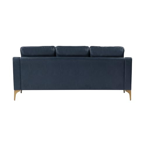 Serta Triton 78" Sofa, Transitional Modern, Dreamcoil Comfort, Metal Legs, Vegan Leather, Navy Blue Serta