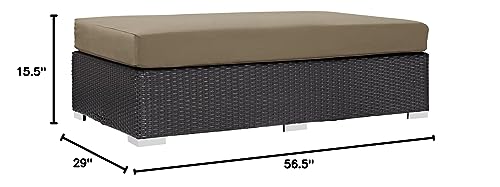 Modway Convene Wicker Rattan Outdoor Patio Rectangle Ottoman in Espresso Mocha Modway