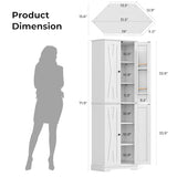 IRONCK Corner Cabinet, 72" H Kitchen Pantry Storage Cabinet, 4 Barn Doors with Storage Rack, 4 Adjustable Shelves, 6-Tier Tall Food Pantry Cabinet, Farmhouse Hutch for Kitchen Dining Room, White IRONCK