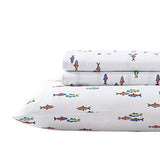 Eddie Bauer Kids - Twin Sheets, Stain-Resistant Toddler Bedding with Matching Sham(s), Super Soft, Ideal Boy Room Essentials (Fish Lake White, Twin) Eddie Bauer