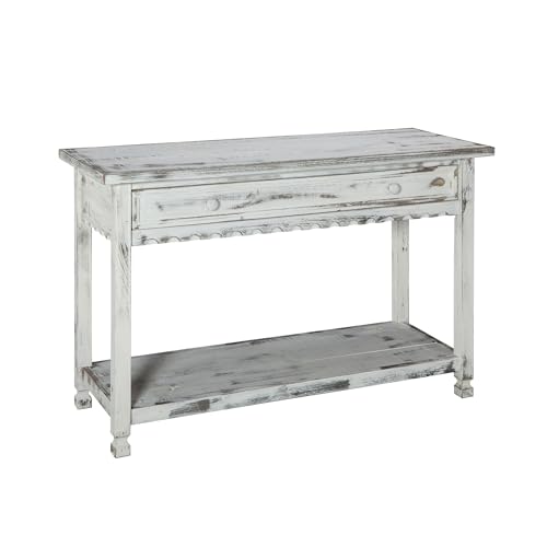 Alaterre Furniture Rustic Country Cottage Console Table with 1 Drawer & 1 Shelf, Distressed Finish - Perfect for Living Room, Entryway, Hallway Alaterre Furniture
