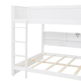 Merax Queen Over Queen Bunk Bed with Storage Cabinets and USB Ports, White Merax