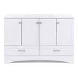 Spring Mill Cabinets Emlyn 48 Inch Bathroom Vanity with White Single Sink Top, 3 Cabinets, 2 Shelves, 2 Drawers, 48.5" W x 18.75" D x 32.89" H, White Spring Mill Cabinets