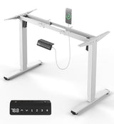 Xyndyx 330 lbs Capacity Dual Motor Electric Standing Desk Frame, Height Adjustable Sit Stand up Desk Legs Base Workstation, Anti-Collision Function, 2 Hooks, White Frame Only Xyndyx