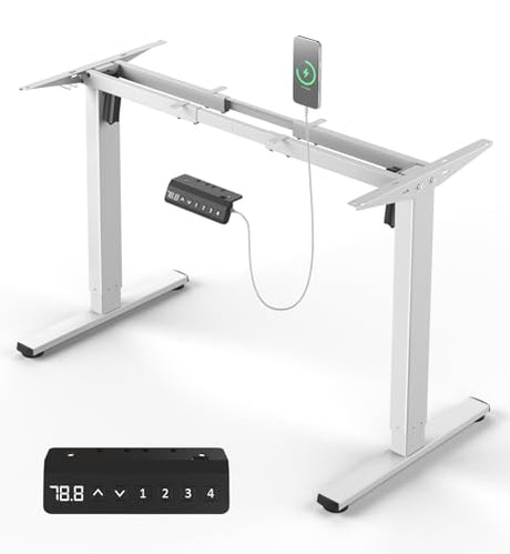 Xyndyx 330 lbs Capacity Dual Motor Electric Standing Desk Frame, Height Adjustable Sit Stand up Desk Legs Base Workstation, Anti-Collision Function, 2 Hooks, White Frame Only Xyndyx