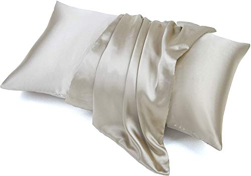 Satin Bed Sheets California King Size Sheets Set, Taupe Silk Sheets, 4 - Pieces Soft Bedding Set with 1 Deep Pocket Fitted Sheet,1 Flat Sheet,2 Pillowcase Luxbedding