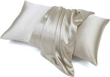 Satin Bed Sheets California King Size Sheets Set, Taupe Silk Sheets, 4 - Pieces Soft Bedding Set with 1 Deep Pocket Fitted Sheet,1 Flat Sheet,2 Pillowcase Luxbedding