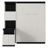 SOFTSEA Full Size Murphy Bed with Desk and Storage Shelves and Cabinets, Black+White SOFTSEA