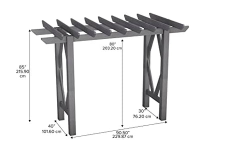 Vita Summerwood Craftsman Cedar Arbor, 91 inch x 40 inch x 85 inch, Opening Width 78.5 inches, Charcoal, FSC, Wood, Garden Décor Shade Arch, VA68895 Vita
