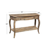 Austerity Rustic Console Table, 42 Inch with Curved Legs, Scalloped Edges, and Lower Shelf in Driftwood Finish - Natural and White Textured Antique Look Home Décor by Alaterre Furniture Alaterre Furniture