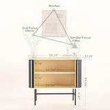 roomfitters Sideboard Buffet Cabinet with Sliding Doors, Mid Century Modern Credenza with 2 Tambour Doors, Minimalist Accent Storage Cabinet for Living Room, Media Console with Storage, Black roomfitters