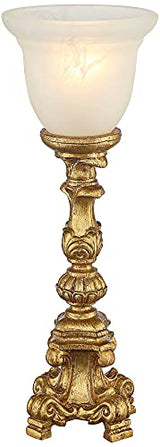 Regency Hill Traditional Glam Console Accent Table Lamp 18" High French Gold Uplight Alabaster Glass Shade Decor for Living Room Bedroom House Bedside Nightstand Office Reading Family Regency Hill