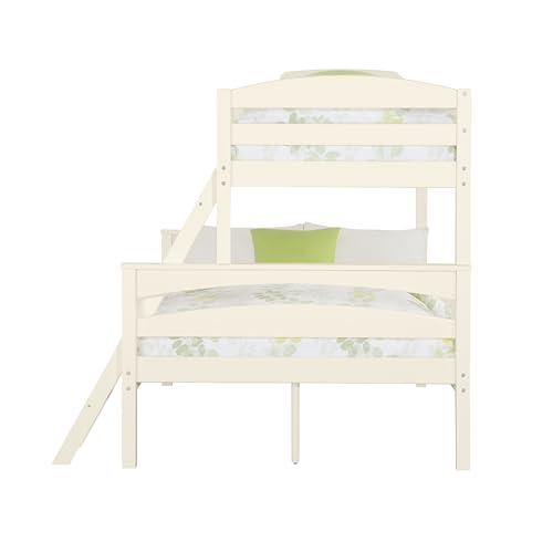 DHP Brady Wood Bunk Bed Frame, Twin Over Full, White DHP