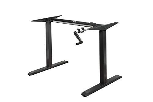 ErgoMax Hand Crank Height Adjustable Desk Frame (Tabletop Not Included), Ergonomic Sit Stand Workstation for Home and Office, 48.56 Inch Max, Black (ERG6100BK) Ergomax