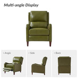 HULALA HOME Genuine Leather Recliner Chair, Modern Push Back Recliner Armchair with Thick Seat, Backrest & Footrest, Nailhead Decor for Living Room, Bedroom, Olive