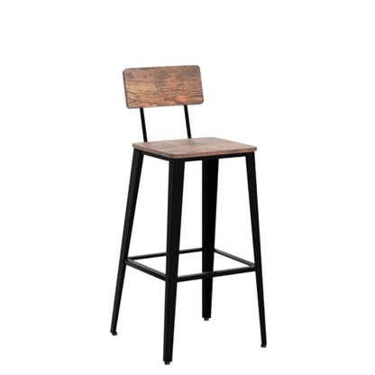 VASAGLE Industrial Style Set of 2 Backed Bar Stools with Steel Frame in Rustic Brown and Black - WoodArtSupply