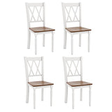 Giantex Dining Room Chairs Set of 4 White - Wooden Farmhouse Kitchen Chairs with Rubber Wood Seat, Acacia Wood Legs, Max Load 360 Lbs, Heavy Duty Wood Armless Dining Chairs with High Back Giantex