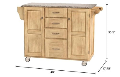 Create-a-Cart Natural 2 Door Kitchen Cart with Salt and Pepper Granite Top and Home Styles - WoodArtSupply