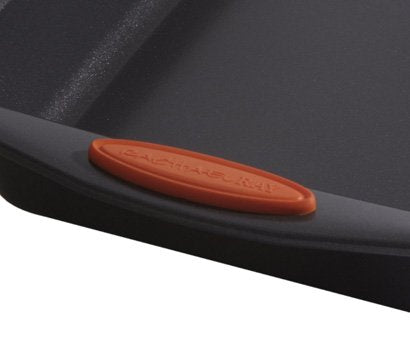 Rachael Ray Yum-o! Bakeware Oven Lovin' Nonstick Loaf Pan, 9-Inch by 5-Inch Steel Pan, Gray with Orange Handles Rachael Ray