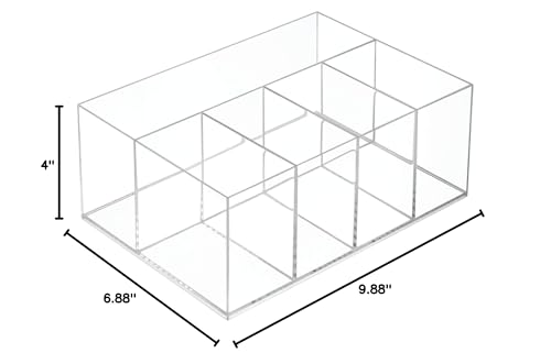 iDesign 5 Compartment Plastic Bathroom Storage Organizer, The Clarity Collection – 9.88” x 6.88” x 4”, Clear InterDesign