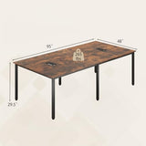 GOFLAME 8 FT Conference Room Table, Large Meeting Desk Seats up to 10 People, 2 Cable Grommets, Rectangle Seminar, Business Table, Training for Office, Boardroom, Rustic Brown + Black GOFLAME