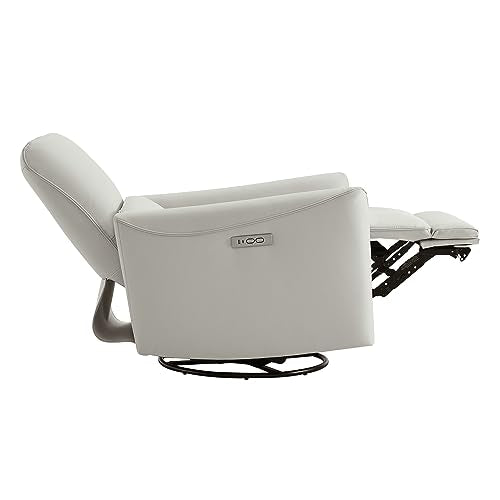 CHITA Power Recliner Chair Swivel Glider, FSC Certified Upholstered Faux Leather Living Room Nursery Reclining Sofa Chair with Lumbar Support, Cream
