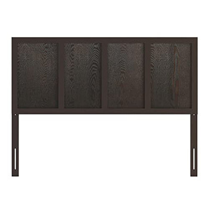 Queen Size Dark Brown Wooden Four Panel Headboard by BizChair - WoodArtSupply