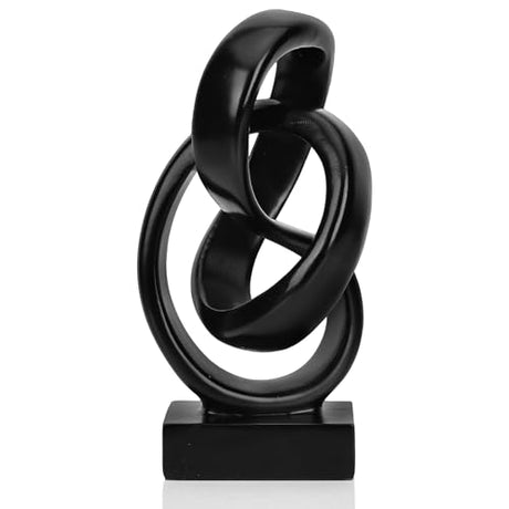 DOVDOV Abstract Black Knot Sculpture, Geometric Decor, Black Decorative Piece for Living Room Coffee Table or Bookshelf Top, Office Coffee Table or Entryway Console Decor. DOVDOV