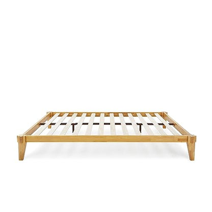 Bme Chalipa 14” Queen Solid Wood Platform Bed Frame – Modern Minimalist Design with Natural Finish and Easy Assembly - WoodArtSupply