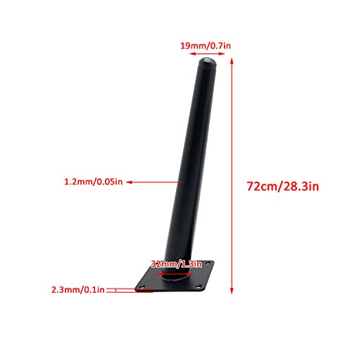 Generic Set of 4 Metal Oblique Tapered Matte Black Furniture Legs,DIY Replacement Sofa Couch Chair Legs,Coffee Table Legs,TV/Bathroom Cabinet Legs,10-72cm,with Screws (25cm/9.8in) (Black 72cm/28.3in) WoodArtSupply