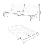 ODOLAR 66" Black Velvet Futon Sofa Bed, Sturdy Wood Frame & High-Elastic Foam, 3 Adjustable Gears, Multi-Functional for Living Room/Apartment/Bedroom, Easy Assembly (Black) ODOLAR