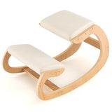FIREFLOWERY Ergonomic Kneeling Chair, Wooden Posture Chair W/Extra Padding for Back Neck Pain Relief & Improving Posture, Rocking Meditation Stool W/Knee Support for Home Office (Beige) FIREFLOWERY