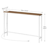 HOOBRO Narrow Console Table with Power Outlets, 44.9 Inches Sofa Table, Slim Behind Couch Table, Entryway Table with Display Shelf, for Living Room, Foyer, Hallway, Walnut and White WH114UXG01 HOOBRO