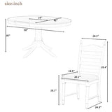 LUMISOL Extendable Round Dining Table Set for 4-6 People, Farmhouse Dining Room Kitchen Table Set with 4 Upholstered Chairs, 5-Piece Solid Wood Kitchen Table Set, Off White LUMISOL
