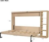 Virubi Full Horizontal Murphy Bed with Storage Shelves,Wood Fold Up Modern Murphy Wall Bed Cabinet with Storage Bookcase for Adults (Natural,Full) Virubi