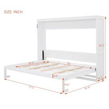 Ball & Cast Full Size Murphy Bed,Hideaway Beds with Dual Piston Metal Folding Mechanism Designed,Wood Wall Cabinets Bedframe w/Slat Support and Storage Platform Top,Hardware Chain,for Apartment,White Ball & Cast