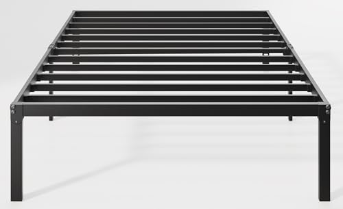 Allewie Twin Bed Frame, 14 inch Metal Platform Beds with Storage Space, No Box Spring Needed and Easy Assembly, Black Allewie
