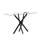 NIERN Tempered Glass Console Table with Metal Legs, Modern Narrow Sofa Table for Hallway Entryway (Black, 39"x18"x30") NIERN