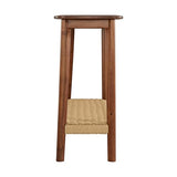Alaterre Furniture Calais Living Room Collection – 48 Inch Solid Wood Entryway Table with Woven Storage Shelf – Mid Century Modern 2-Tier Sofa Table for Living Room, Hallway, or Foyer (Warm Chestnut) Alaterre Furniture