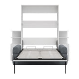 Quarte Queen Size Wall Murphy Bed with Sofa and Storage, Space-Saving Folding Bed for Home Office & Guest Room, Easy Assembly (A-Gray) Quarte