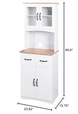 NicBex 66.9" Modern Kitchen Pantry Storage Cabinet Microwave Cabinet with Storage Drawer,Tall Freestanding Kitchen Cabinet for Dining Room,Bathroom,Kitchen,White NicBex